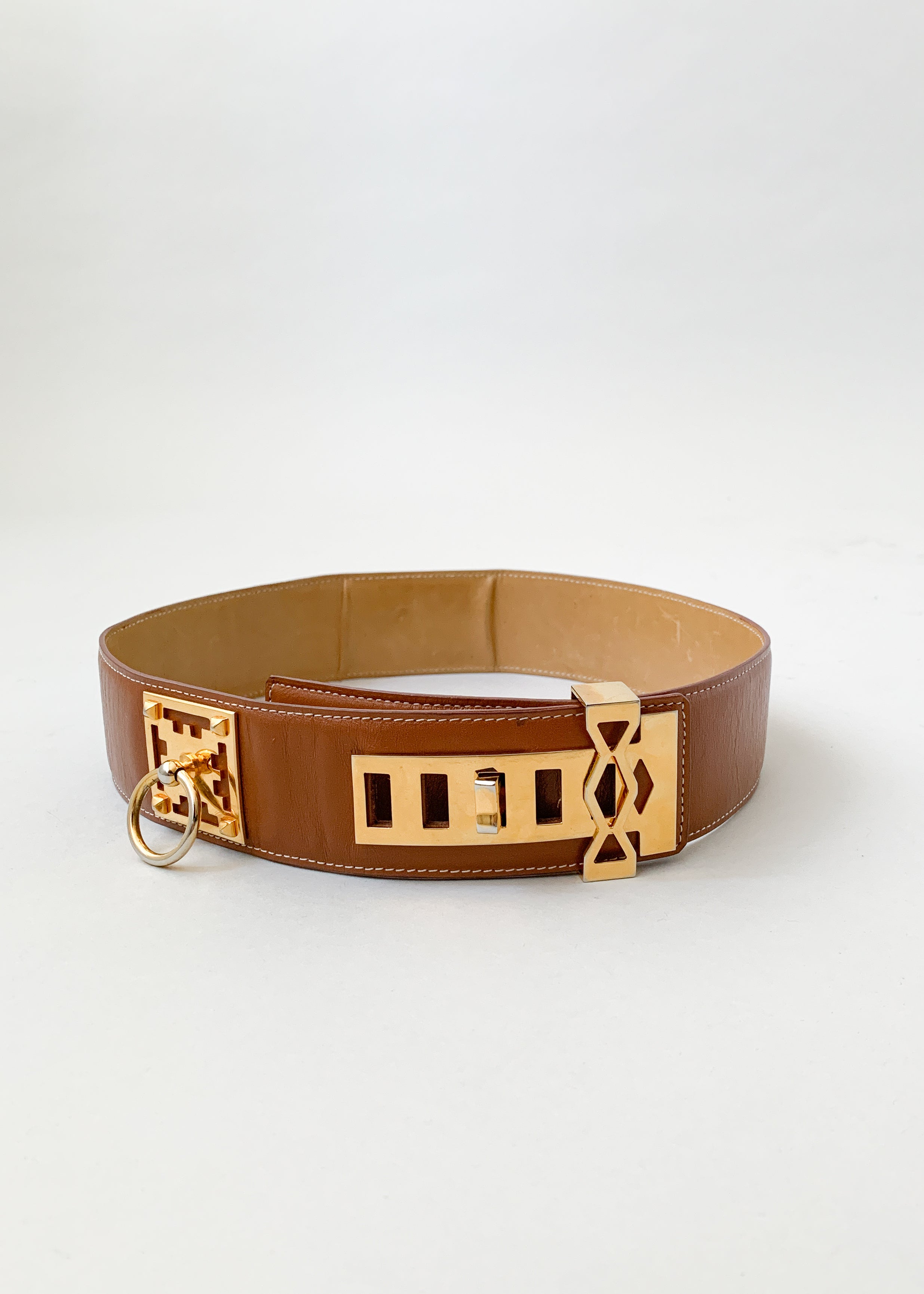 Vintage 1990s Hermès Brown Leather Belt