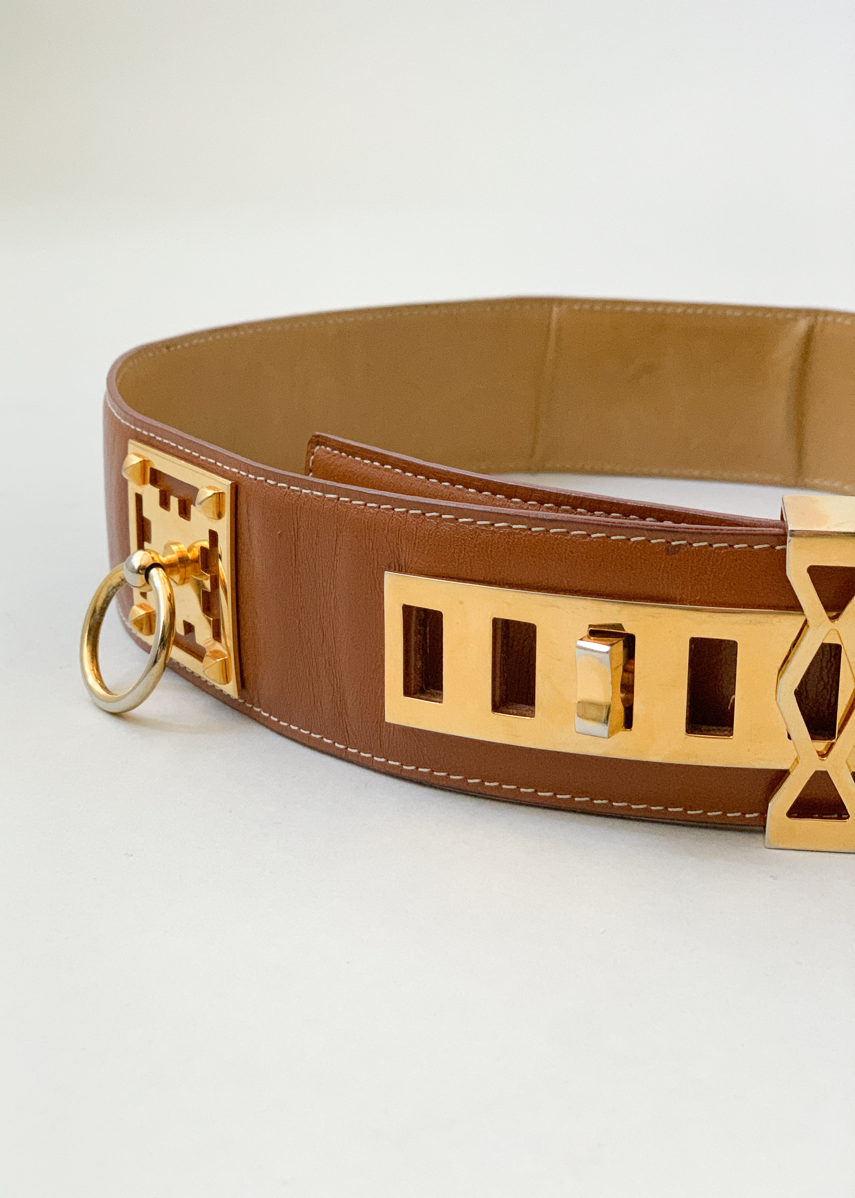Vintage 1990s Hermès Brown Leather Belt