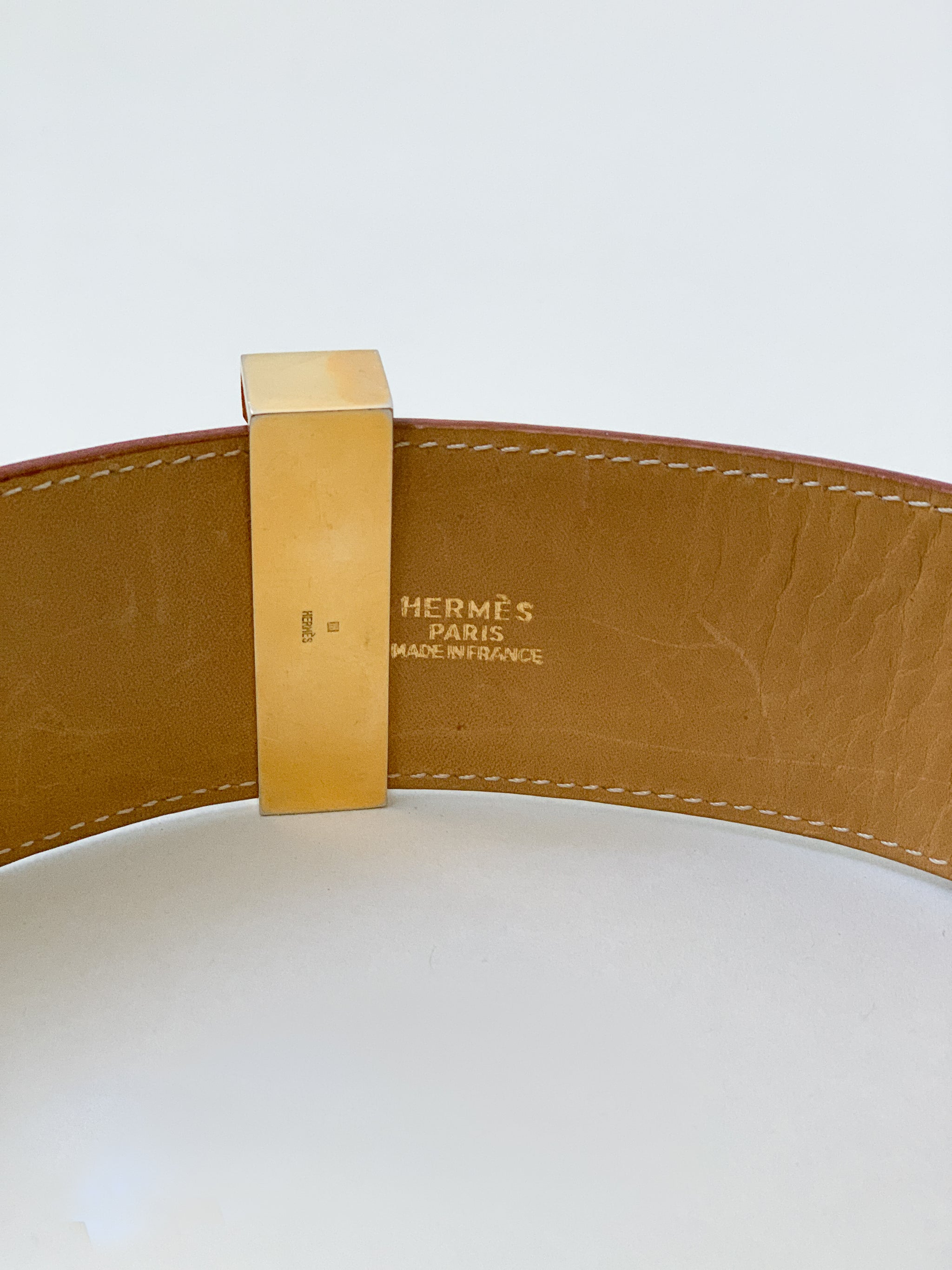 1988 Chestnut Ostrich 'Collier de Chien' Belt