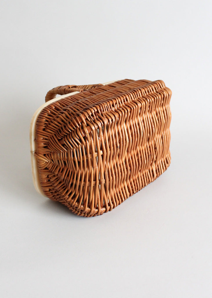 Vintage 1940s wicker and celluloid purse