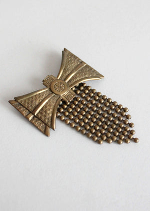 Vintage 1940s Brass Medal Brooch