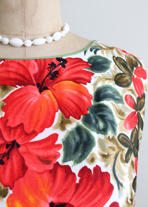 Vintage 1960s Hawaiian Floral Maxi Dress