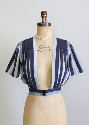 Vintage 1930s Grey Striped Blouse