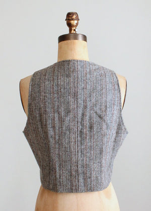 Vintage 1970s Tweed Striped Vest