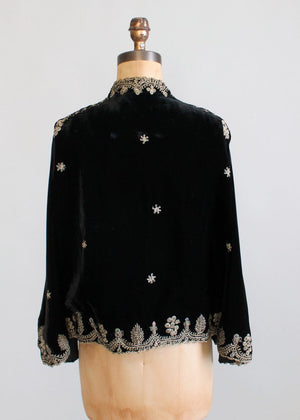 Vintage 1930s Embroidered Black Velvet Cape