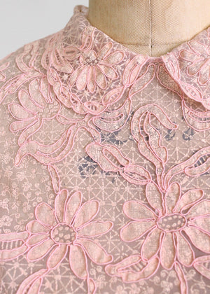 Vintage 1950s floral nylon blouse