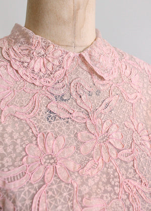 1950s pink nylon blouse