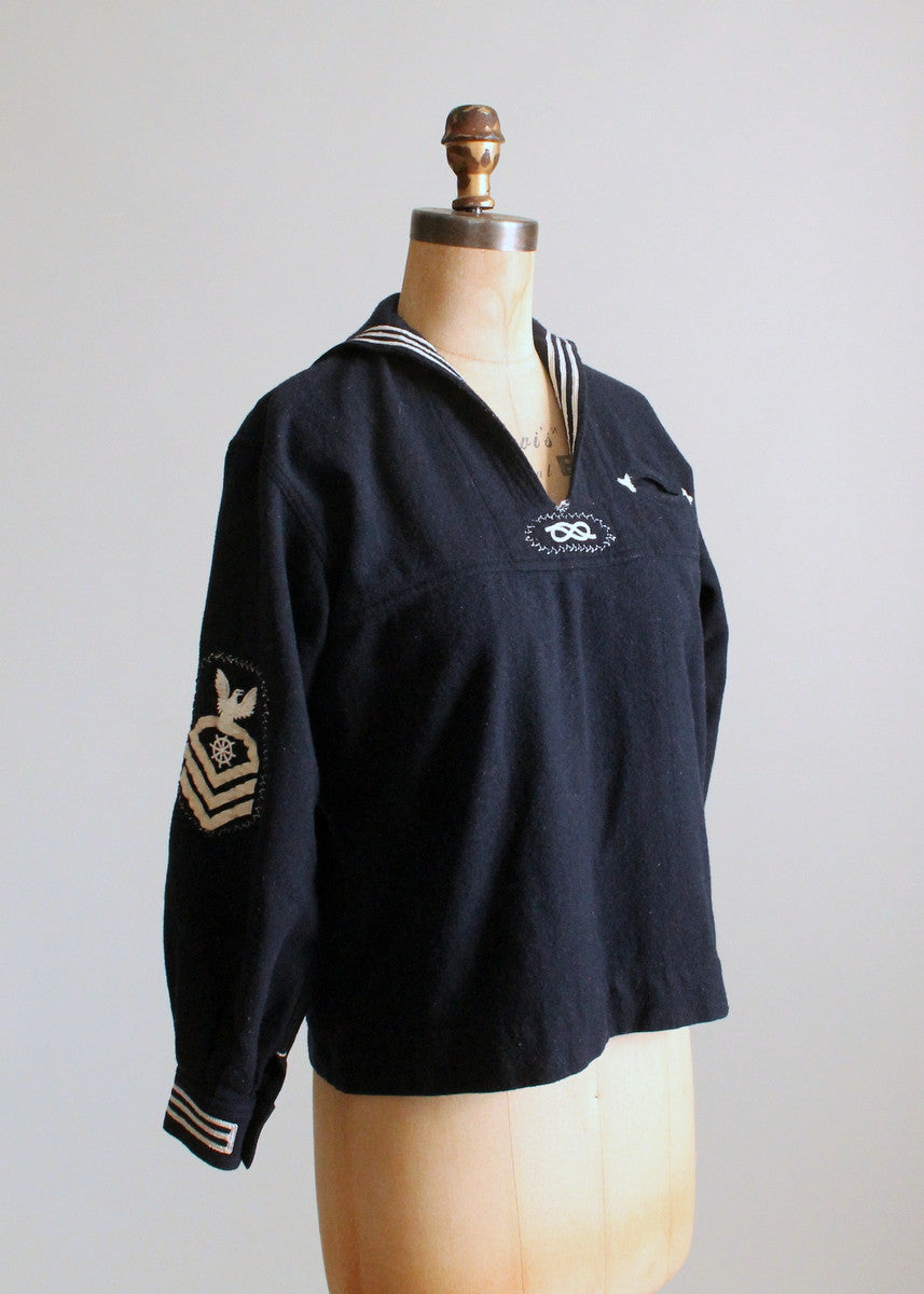 Vintage 1920s Saratoga Wool Sailor Middy Shirt