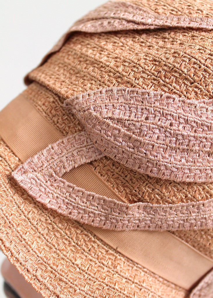 Vintage 1920s Summer Pink Straw Cloche Hat