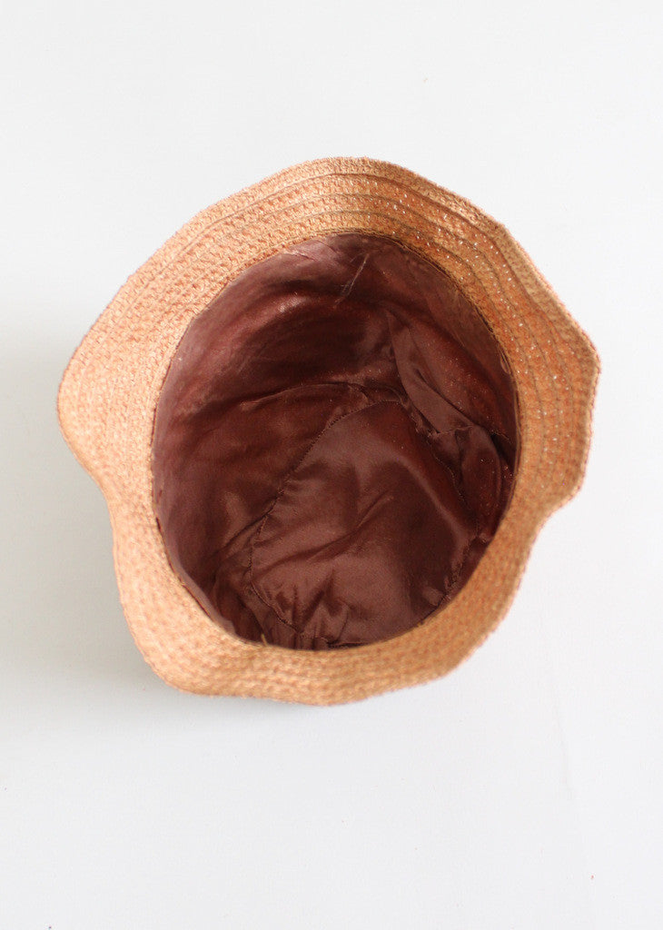 Vintage 1920s Summer Pink Straw Cloche Hat