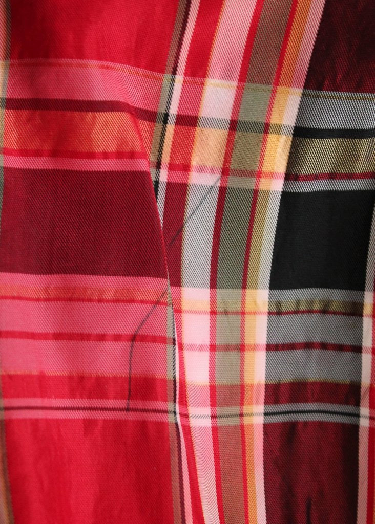 Vintage 1940s Plaid Taffeta Full Length Dance Dress