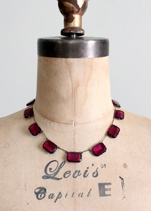 Vintage 1930s Art Deco Plum Glass Necklace