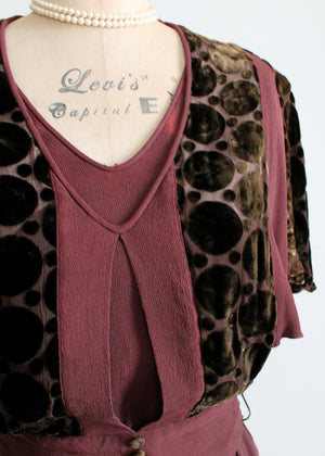 Vintage 1930s Velvet and Crepe Dress