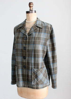 Vintage 1940s Plaid Wool 49er Jacket
