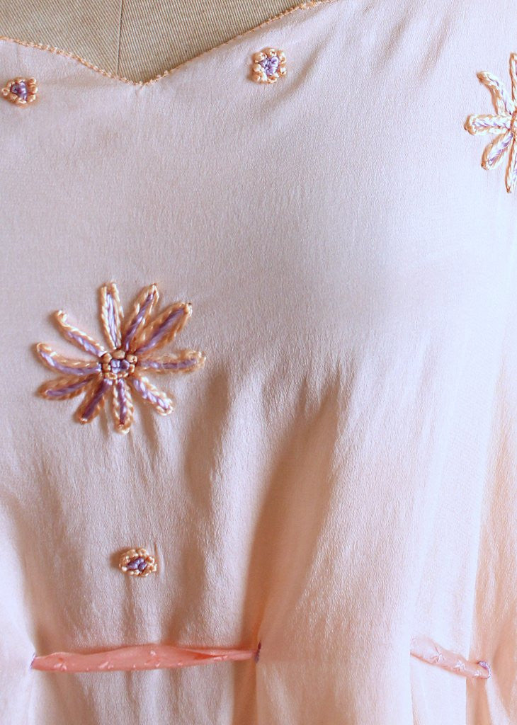 Vintage 1920s Embroidered Silk Drawstring Blouse
