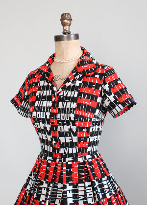 Vintage 1960s Lanvin Pop Art Shirt Dress