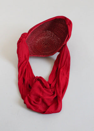 Vintage 1930s Art Deco Red Drape Hat