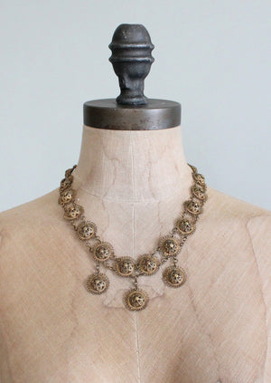 Victorian Brass Filigree Necklace