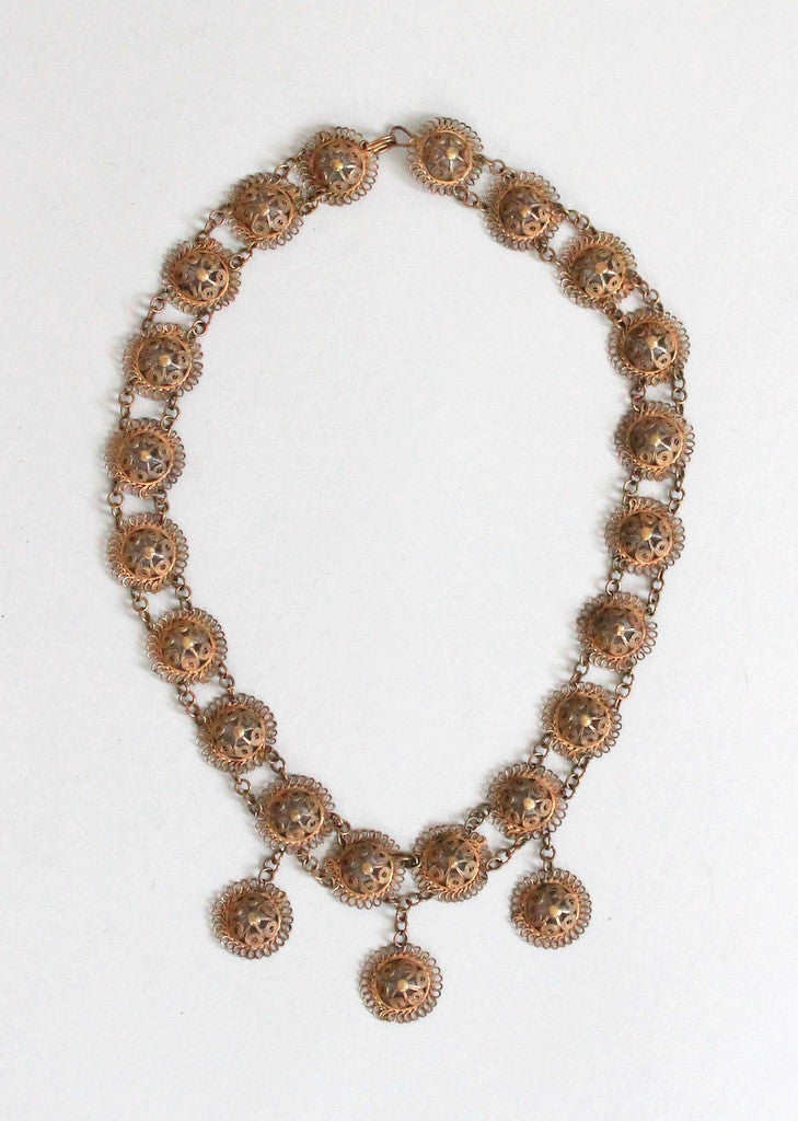 Victorian Brass Filigree Necklace