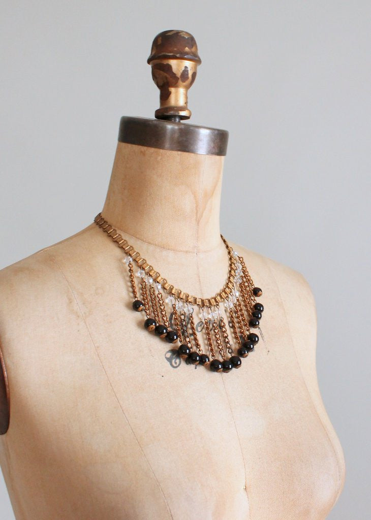 Vintage 1940s Brass Bookchain Bib Necklace