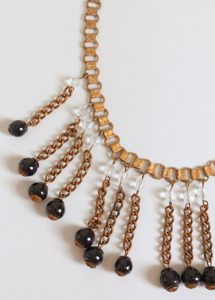 Vintage 1940s Brass Bookchain Bib Necklace