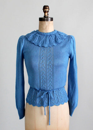 Vintage 1970s Blue Bell Ruffle Sweater