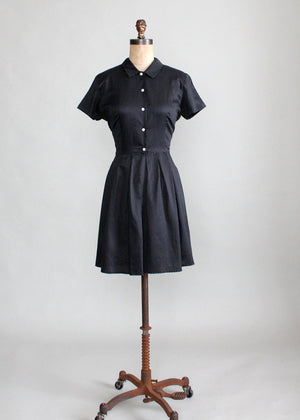 Vintage Black and White Polka Dot Shirtwaist Dress