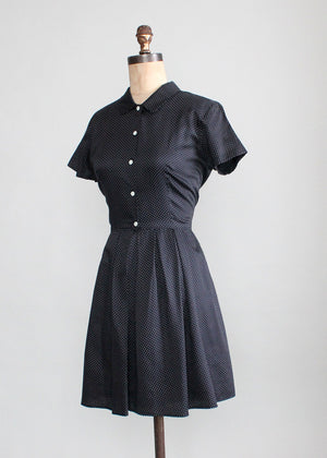 Vintage Black and White Polka Dot Shirtwaist Dress