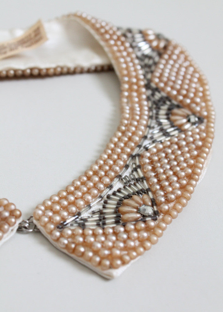 Vintage 1960s beaded sweater collar