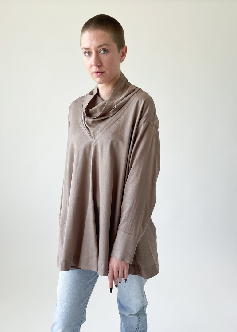 Issey Miyake Cowl Neck Tunic Top