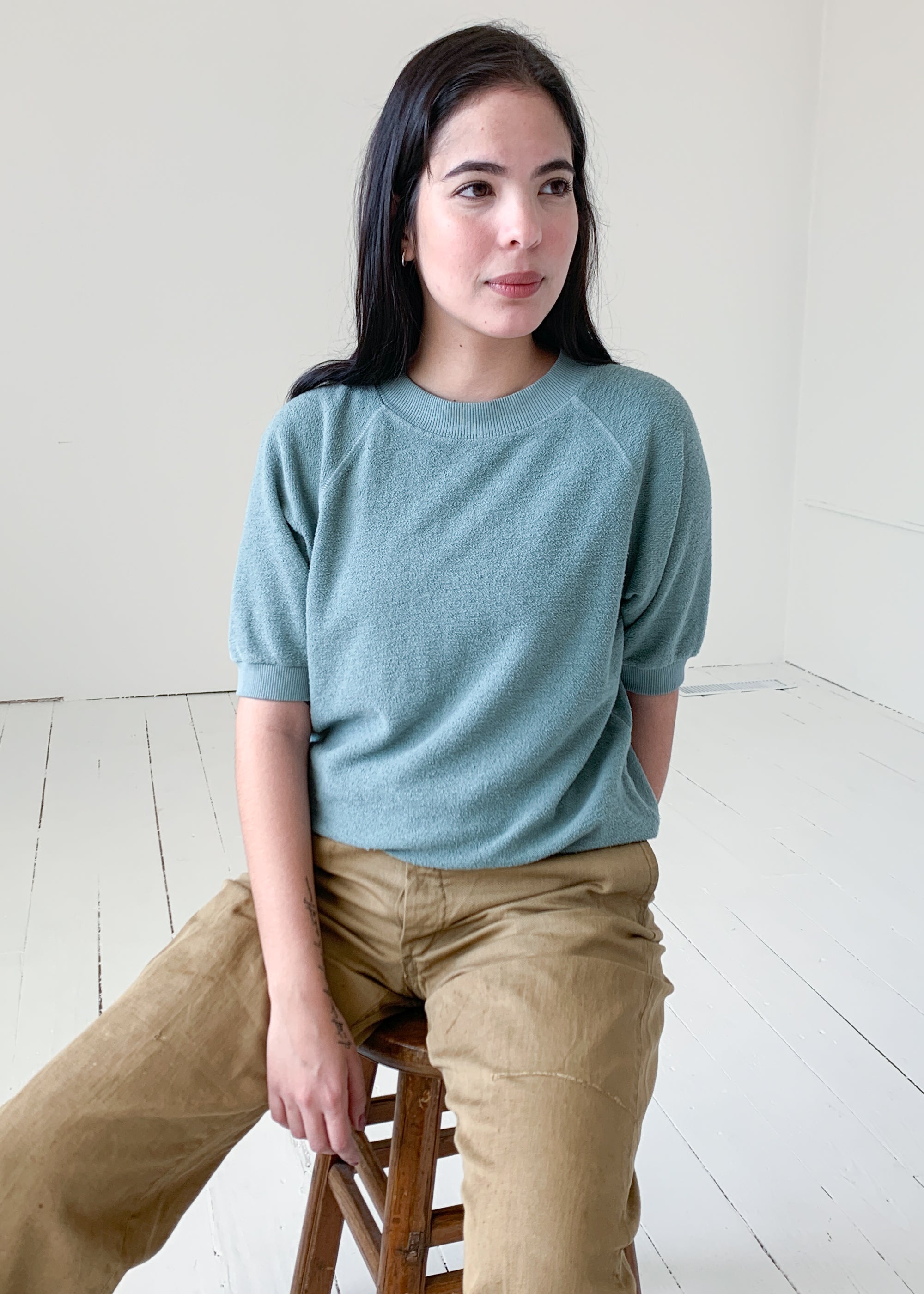 Jungmaven Short Sleeve Sherpa Fleece Sweatshirt - Clay Green