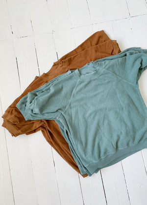 Jungmaven Short Sleeve Sherpa Fleece Sweatshirt - Clay Green