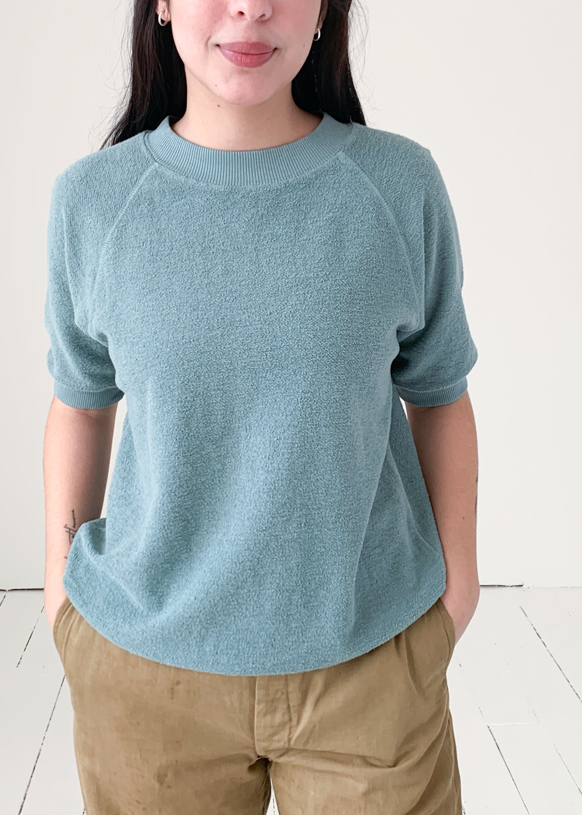 Jungmaven Short Sleeve Sherpa Fleece Sweatshirt Clay Green