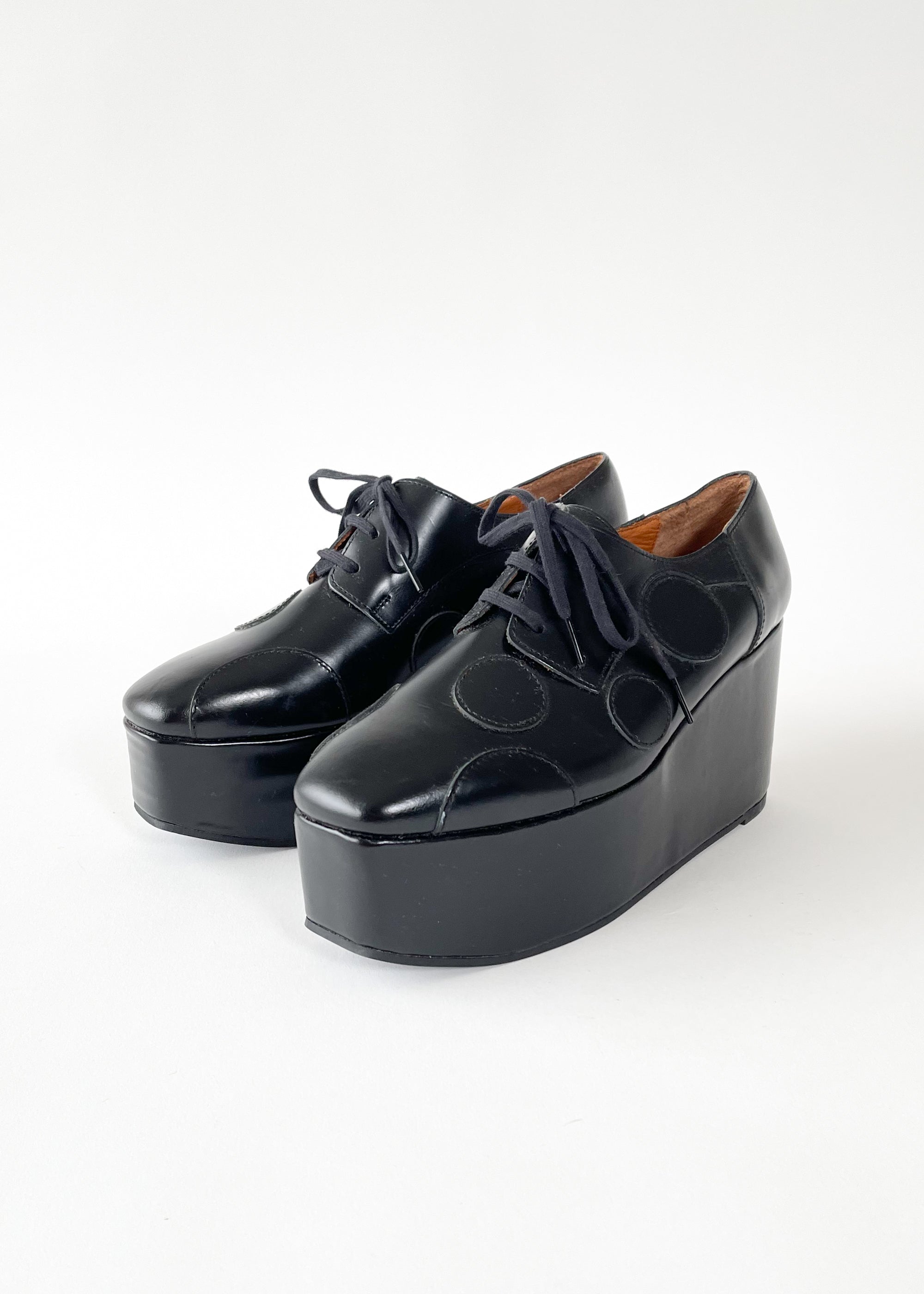 Junya Watanabe Comme des Garçons Platform Circle Patch Oxford Shoes