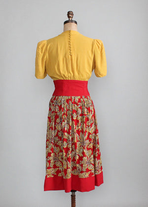 Vintage Late 1930s Carlye Rayon Dress