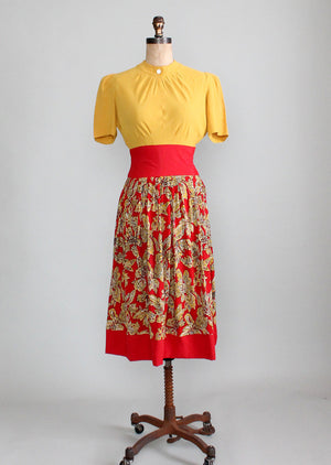 Vintage Late 1930s Carlye Rayon Dress