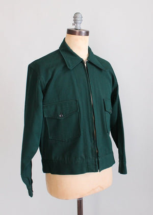 Vintage Late 1940s Masterbuilt Green Work Jacket