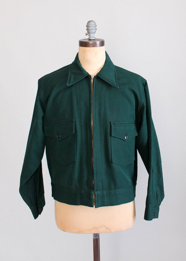 Vintage Late 1940s Masterbuilt Green Work Jacket Raleigh Vintage