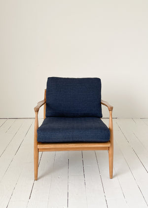 MidCentury Lounge Chair with Blue Upholstery