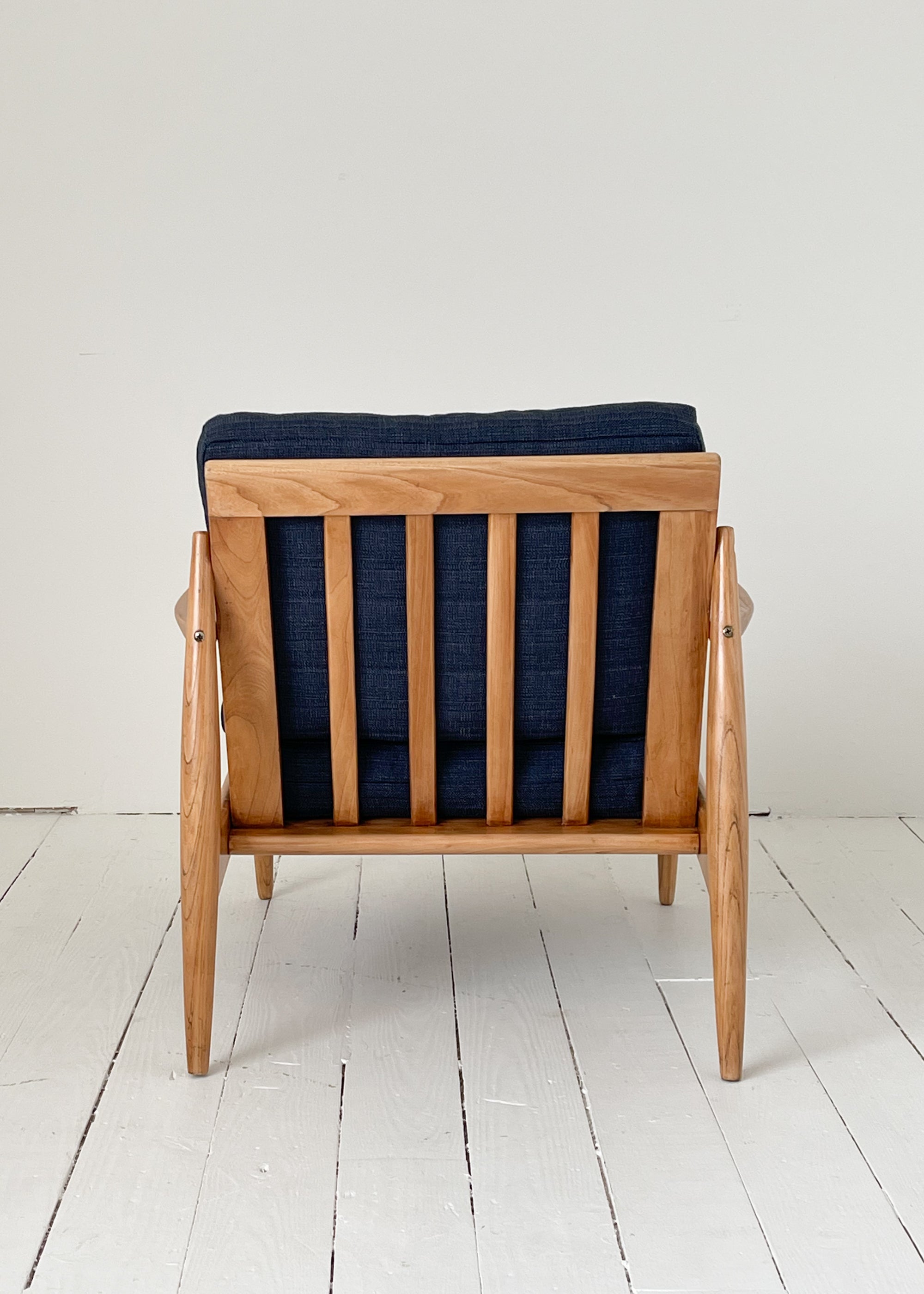 MidCentury Lounge Chair with Blue Upholstery