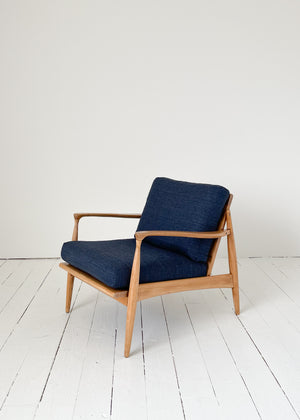 MidCentury Lounge Chair with Blue Upholstery