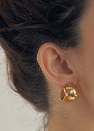 Gold Wide Domed Hoop Earrings