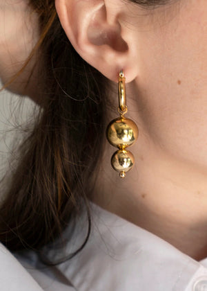 Gold Double Orb Hoops