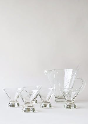 Mid-Century Glass Cocktail Set with Pitcher