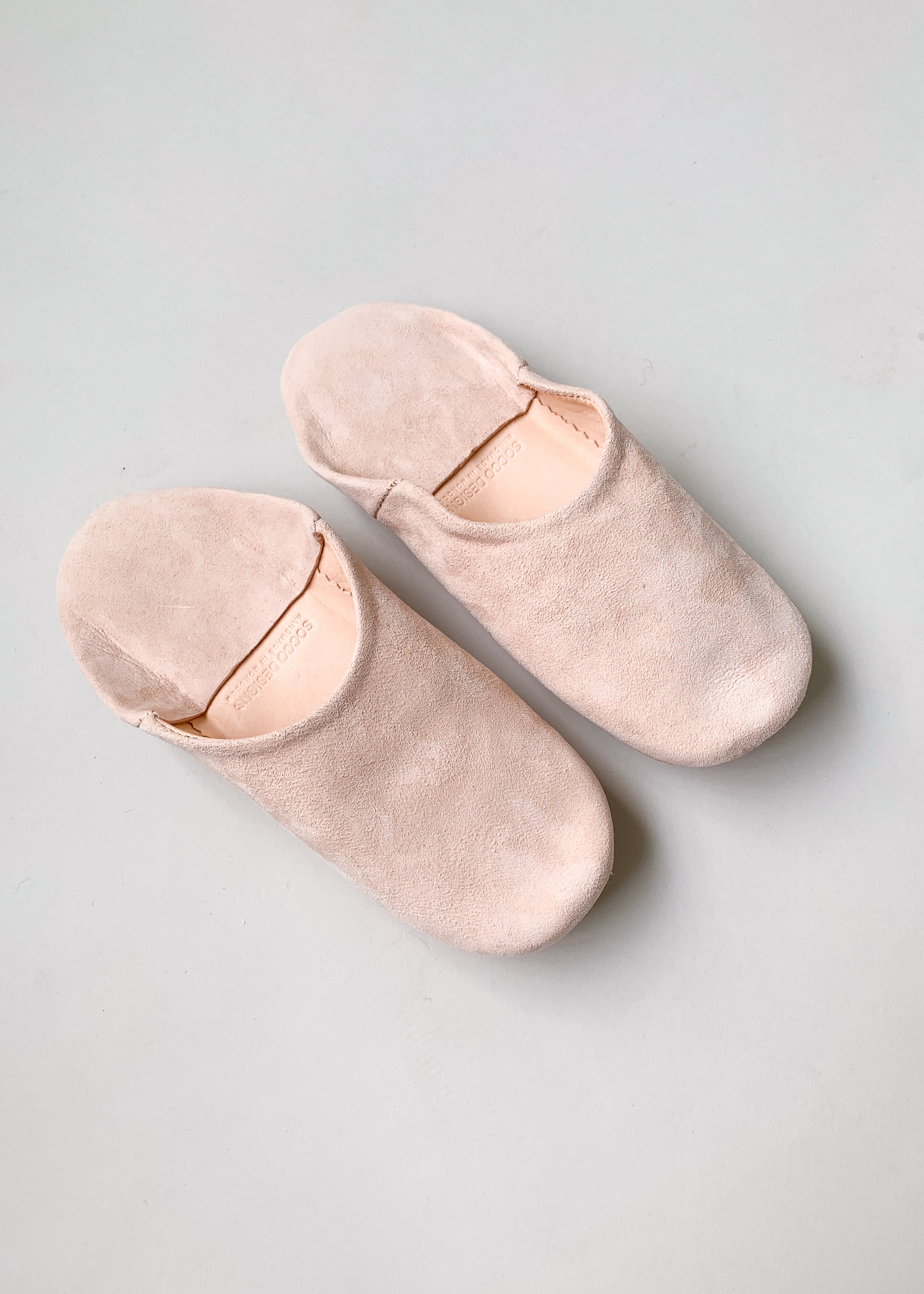 Moroccan Babouche Suede Slippers - Pink
