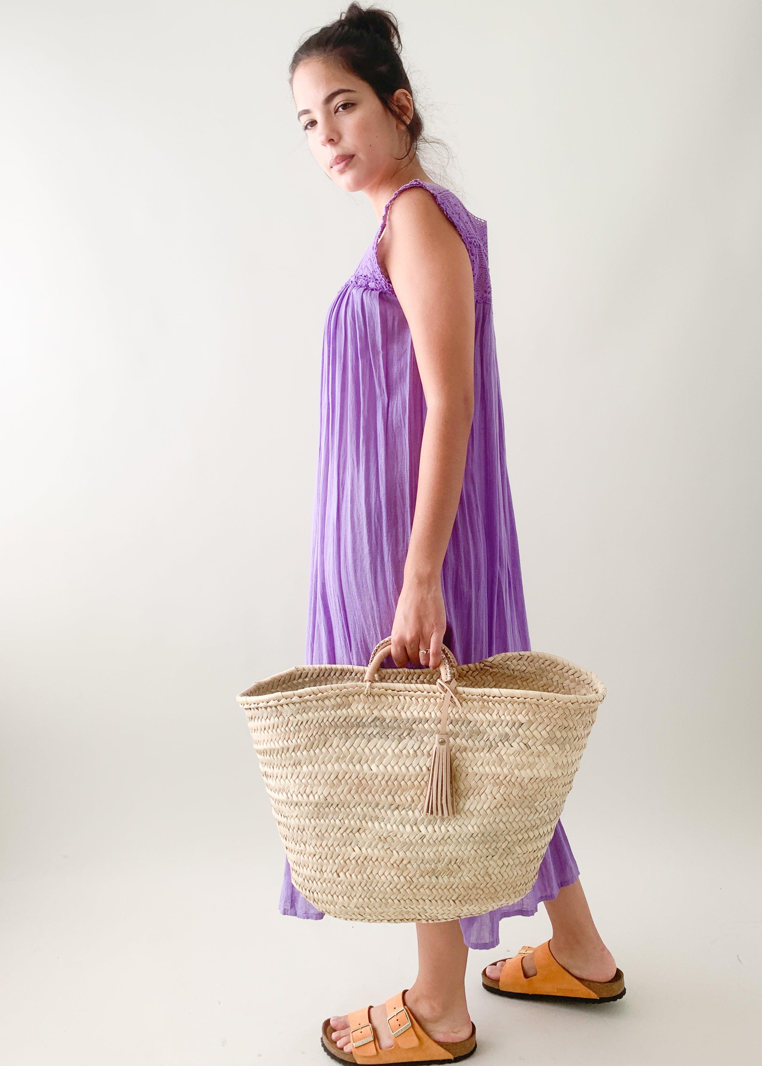 Moroccan Palm Leaf Tassel Tote