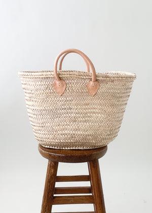 Moroccan Palm Leaf and Leather Tote