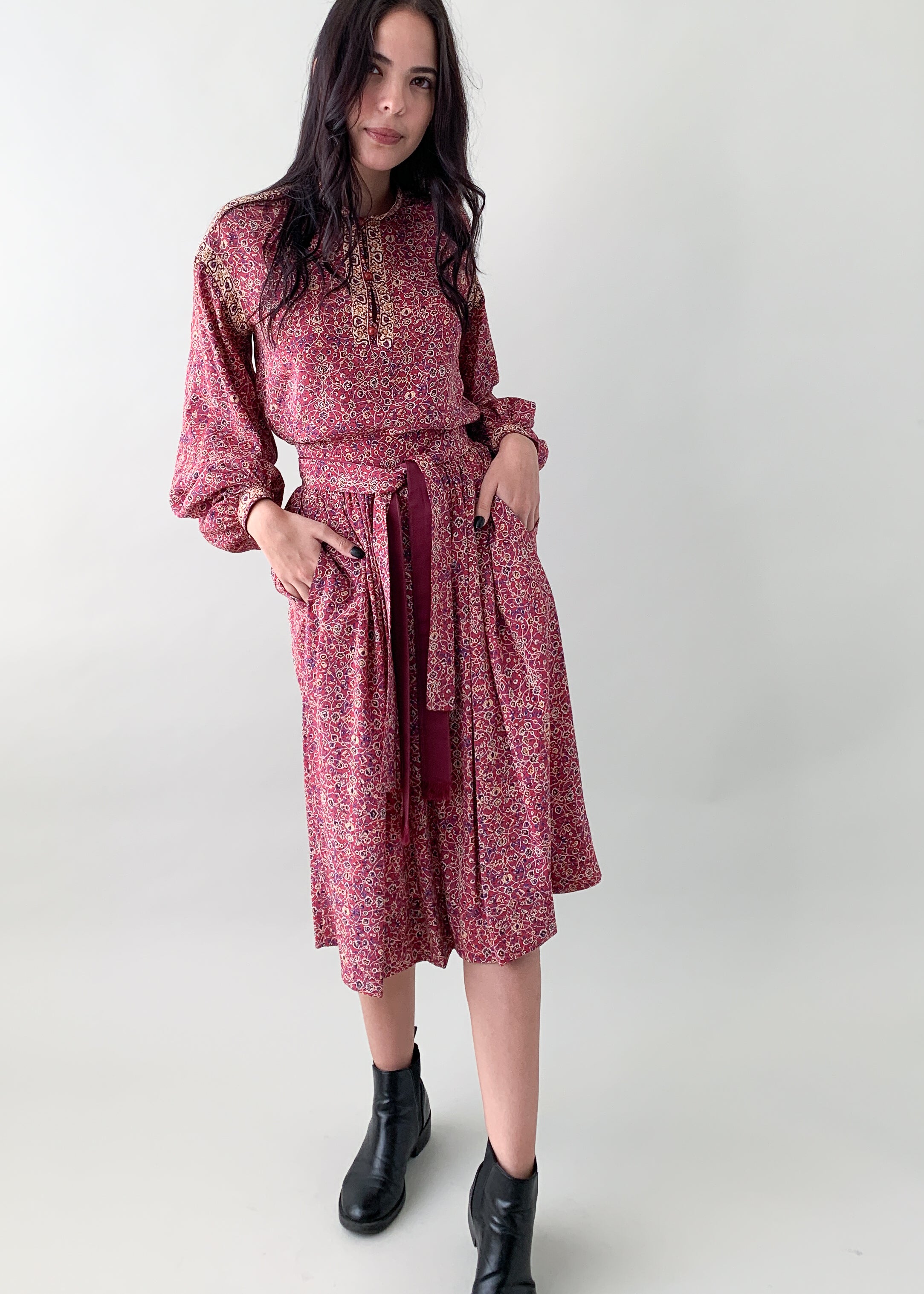 Vintage 1970s Ungaro Silk Peasant Dress Set