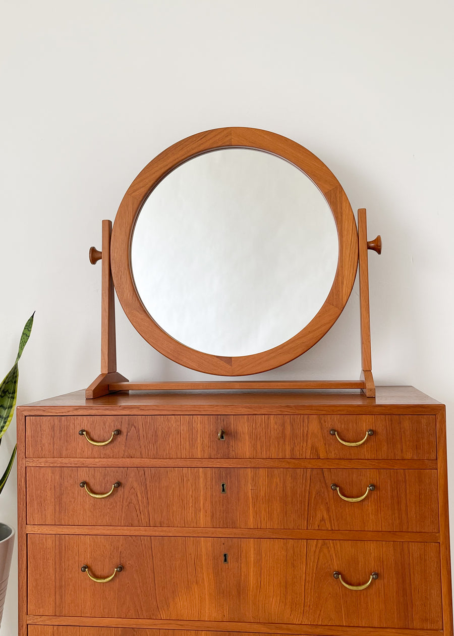 Vintage Pedersen and Hansen Danish Teak Swivel Vanity Mirror