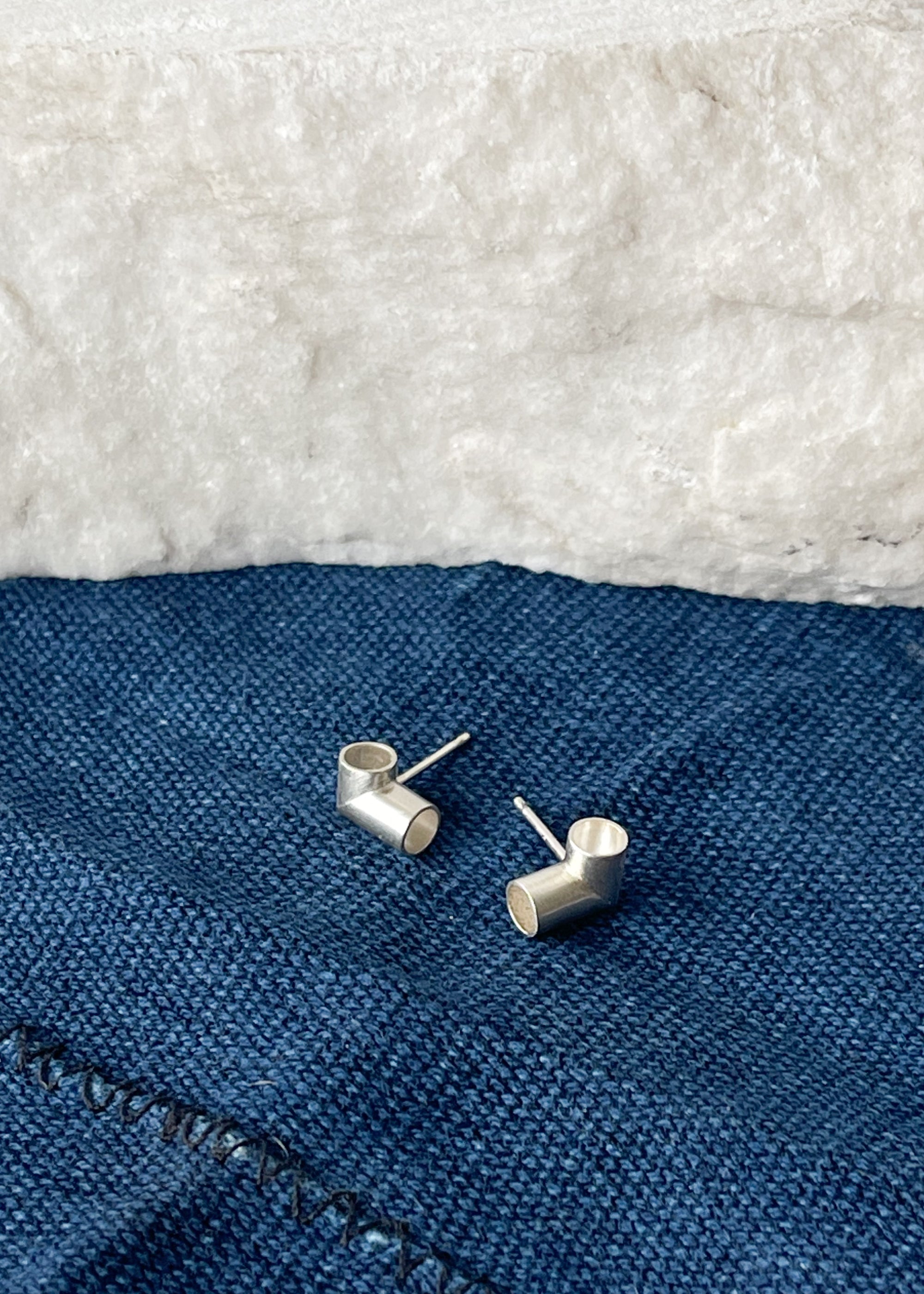 S. Tector Sterling Silver Mitered Studs